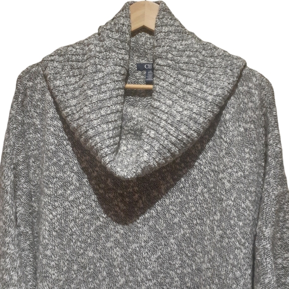 Chaps Women's Poncho Like Cropped Sweater Gray Knit Cowl Neck Size L / XL - Picture 3 of 8
